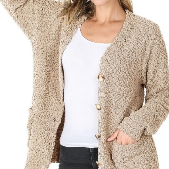 Cozy Popcorn Button Down Cardigan Sweater - Picture 2 of 4